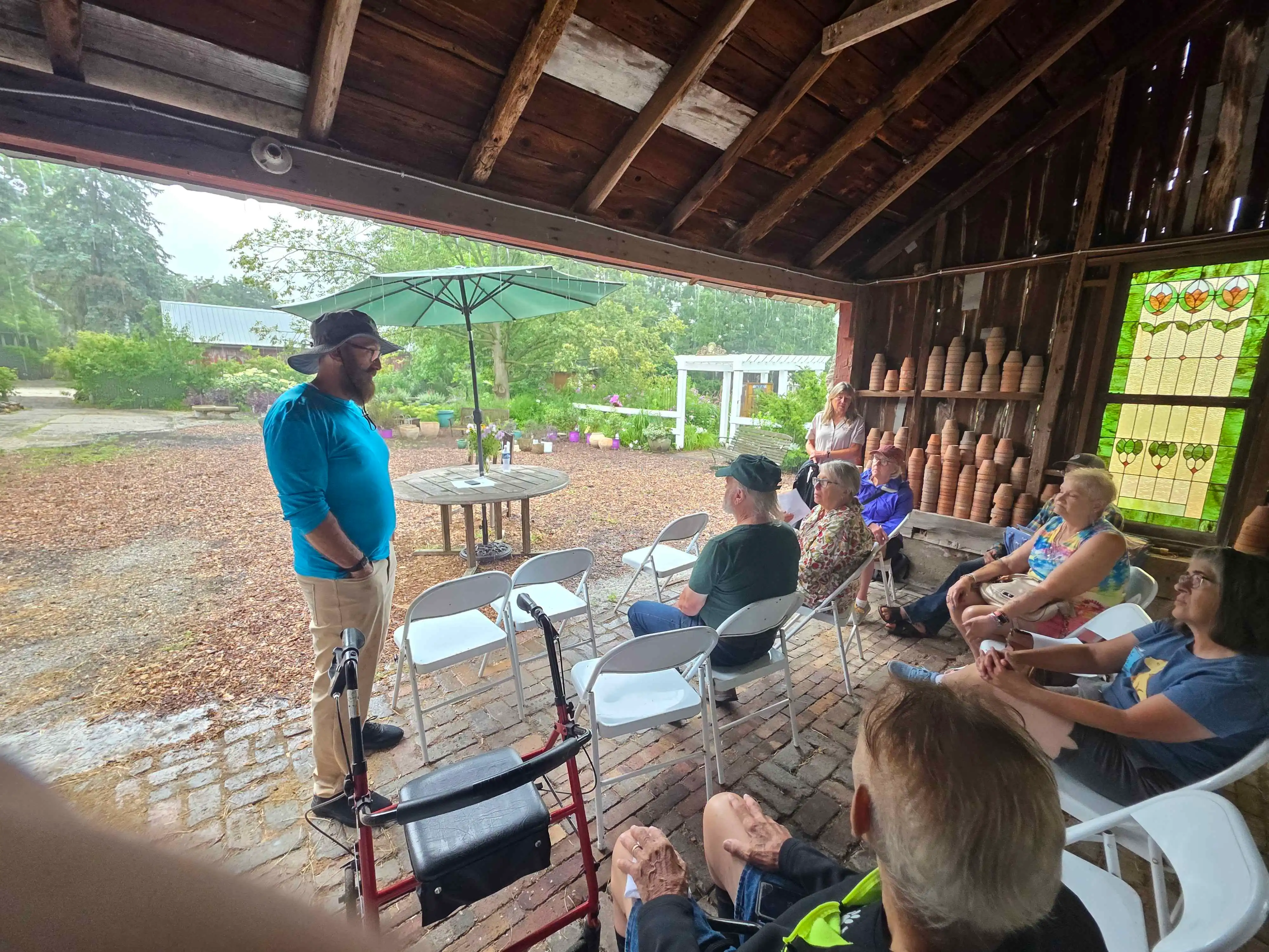 Casey Palmisano leading a garden walk